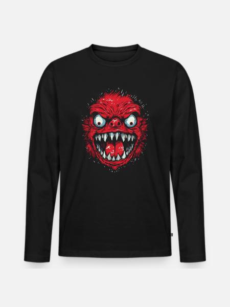 Angry Red Monster - Men's Premium Organic Long Sleeve Shirt - black