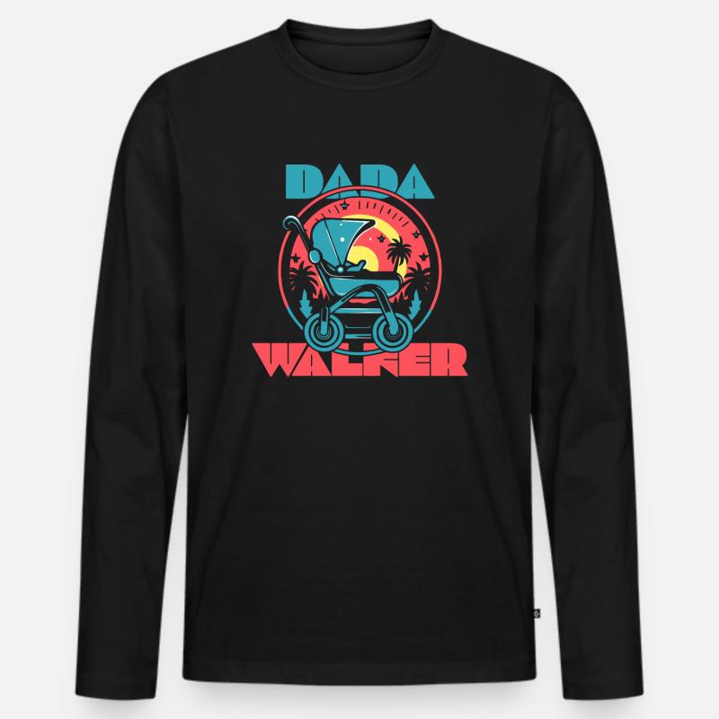 Daddy Dada Kinderwagen Babywalker - Männer Premium Bio Langarmshirt - Schwarz