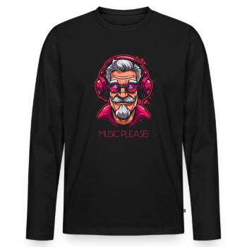 Boomer Opal, Music Please - Men's Premium Organic Long Sleeve Shirt - black - Front - Nico (187cm)