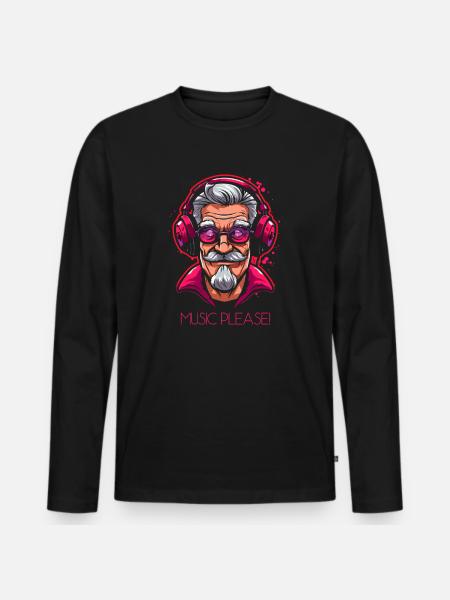 Boomer Opal, Music Please - Men's Premium Organic Long Sleeve Shirt - black
