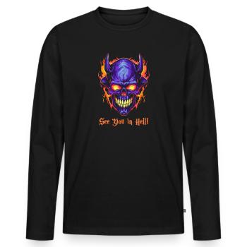 A bientôt en enfer : flammes et démons - T-shirt manches longues Premium bio Homme - noir - Devant - Nico (187cm)