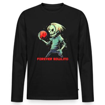 Funny Zombie Bowler, Bowling Forever - Men's Premium Organic Long Sleeve Shirt - black - Front - Nico (187cm)