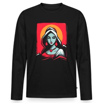 Femme Indienne Traditionnelle - T-shirt manches longues Premium bio Homme - noir - Devant - Nico (187cm)