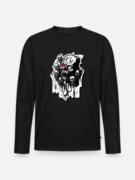 Zombie-Schädel und Totenköpfe - Männer Premium Bio Langarmshirt - Schwarz
