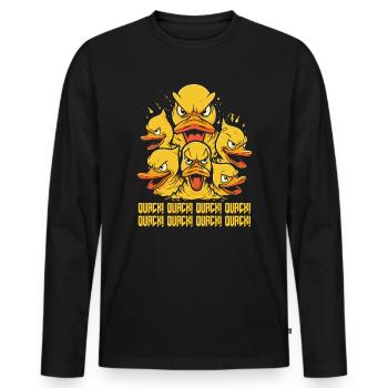 Quack! Angry rubber ducks of doom - Men's Premium Organic Long Sleeve Shirt - black - Front - Nico (187cm)