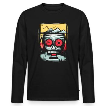 Verrückter Lustiger Natur Roboter - Männer Premium Bio Langarmshirt - Schwarz - Vorne - Nico (187cm)