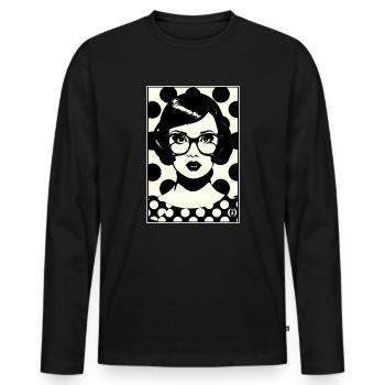 années 1950 à pois lunettes secrétaire femme - T-shirt manches longues Premium bio Homme - noir - Devant - Nico (187cm)