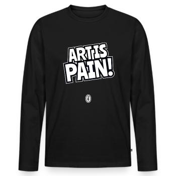 Kunst ist Schmerz - Männer Premium Bio Langarmshirt - Schwarz - Vorne - Nico (187cm)