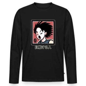 Anime Tarot: 自慢する人 The Boaster, The Show-Off - Men's Premium Organic Long Sleeve Shirt - black - Front - Nico (187cm)