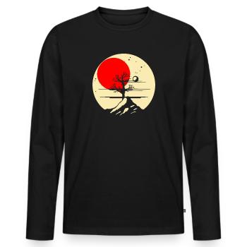 Japanese Red Sun: Horror Tree - Men's Premium Organic Long Sleeve Shirt - black - Front - Nico (187cm)