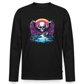 Der Totenkopf Geier besucht das ländliche Camping - Männer Premium Bio Langarmshirt - Schwarz - Vorne - Nico (187cm)