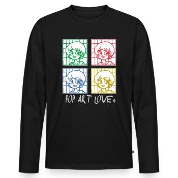 L’anime de dessin animé rencontre l’amour du pop art - T-shirt manches longues Premium bio Homme - noir - Devant - Nico (187cm)