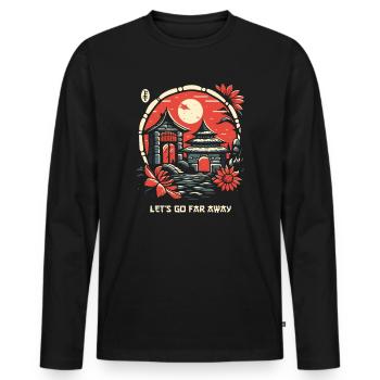Culture japonaise de fantaisie - T-shirt manches longues Premium bio Homme - noir - Devant - Nico (187cm)