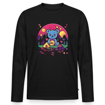 A cuddly bear in the wonderland of love - Men's Premium Organic Long Sleeve Shirt - black - Front - Nico (187cm)
