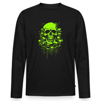 Green slimy funny skulls abound - Men's Premium Organic Long Sleeve Shirt - black - Front - Nico (187cm)