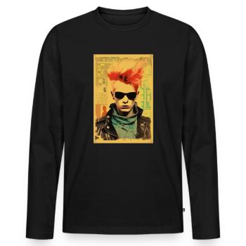Affiche vintage : Punk Rock Magazine des années 80 - T-shirt manches longues Premium bio Homme - noir - Devant - Nico (187cm)