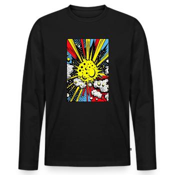 Pop-Art Cartoon Explosion Boom - Männer Premium Bio Langarmshirt - Schwarz - Vorne - Nico (187cm)
