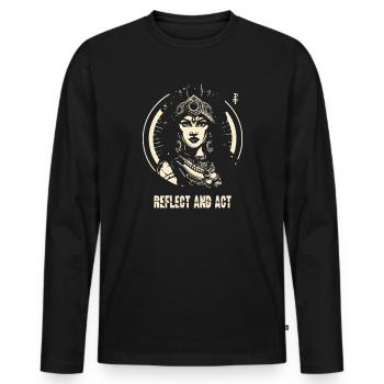 Reflektiere und handle, indigene Frau - Männer Premium Bio Langarmshirt - Schwarz - Vorne - Nico (187cm)