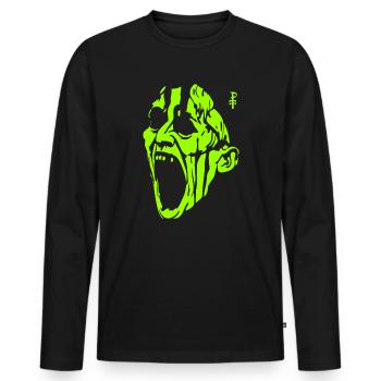 L’homme monstre vert hurlant - T-shirt manches longues Premium bio Homme - noir - Devant - Nico (187cm)