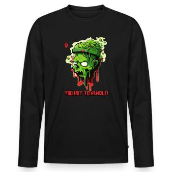 Trop chaud à gérer : un zombie en train de fondre - T-shirt manches longues Premium bio Homme - noir - Devant - Nico (187cm)