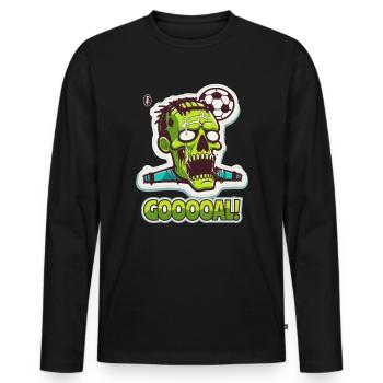 Zombie Fußball, Tor! - Männer Premium Bio Langarmshirt - Schwarz - Vorne - Nico (187cm)
