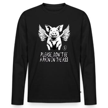 Cochon volant avec des ailes, ne soyez pas ennuyeux - T-shirt manches longues Premium bio Homme - noir - Devant - Nico (187cm)