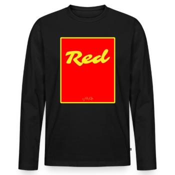 Rot - Männer Premium Bio Langarmshirt - Schwarz - Vorne - Nico (187cm)