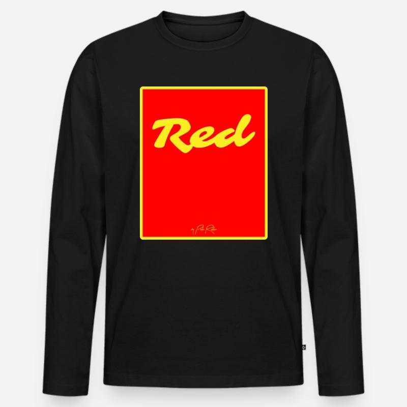 Rot - Männer Premium Bio Langarmshirt - Schwarz