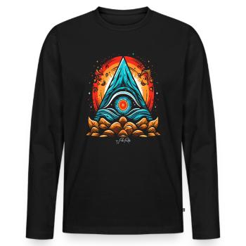 L’œil qui voit tout de l’ de la nature - T-shirt manches longues Premium bio Homme - noir - Devant - Nico (187cm)