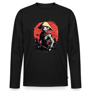 Slender Rizfarmer Zombie Samouraï - T-shirt manches longues Premium bio Homme - noir - Devant - Nico (187cm)