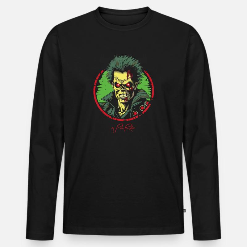 Embleme des Horror-Zombie-Genres - Männer Premium Bio Langarmshirt - Schwarz