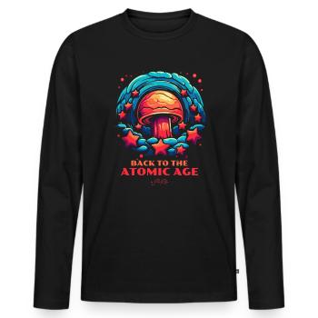 Zurück ins Atomzeitalter - Männer Premium Bio Langarmshirt - Schwarz - Vorne - Nico (187cm)
