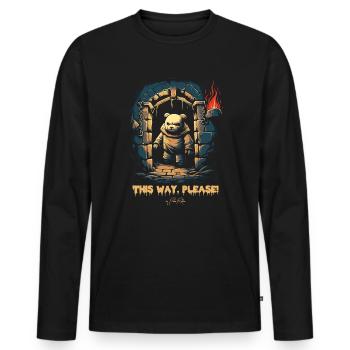 This Way, Please - Follow the Dungeon Bear - Men's Premium Organic Long Sleeve Shirt - black - Front - Nico (187cm)