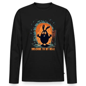Bienvenue dans mon enfer, le lapin - T-shirt manches longues Premium bio Homme - noir - Devant - Nico (187cm)
