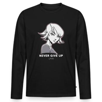 Never Give Up, Anime Manga Cartoon Woman - Men's Premium Organic Long Sleeve Shirt - black - Front - Nico (187cm)