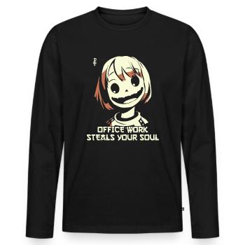 Büroarbeit stiehlt deine Seele - Männer Premium Bio Langarmshirt - Schwarz - Vorne - Nico (187cm)