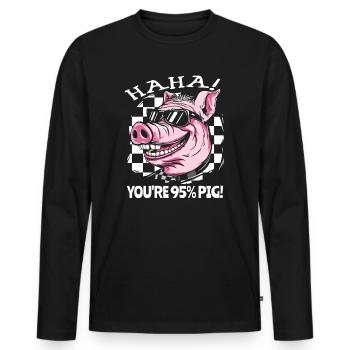 Les humains sont à 95% des porcs : Drôle de cochon - T-shirt manches longues Premium bio Homme - noir - Devant - Nico (187cm)