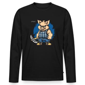 Proud Craftsman: Pride of the Working Class - Men's Premium Organic Long Sleeve Shirt - black - Front - Nico (187cm)