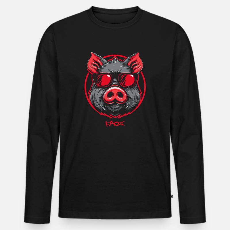 Coole Sau - Männer Premium Bio Langarmshirt - Schwarz