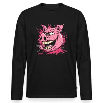 Cochon indécent - T-shirt manches longues Premium bio Homme - noir - Devant - Nico (187cm)