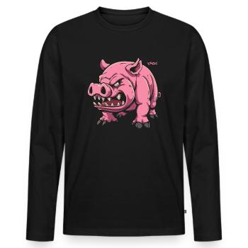 Cute Pet Pig - Men's Premium Organic Long Sleeve Shirt - black - Front - Nico (187cm)