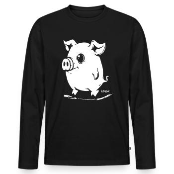Cochon mignon de dessin animé - T-shirt manches longues Premium bio Homme - noir - Devant - Nico (187cm)