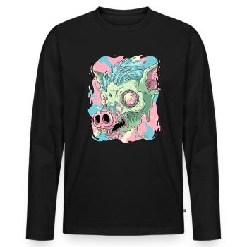 Psychedelisches Säure Schwein - Männer Premium Bio Langarmshirt - Schwarz - Vorne - Nico (187cm)