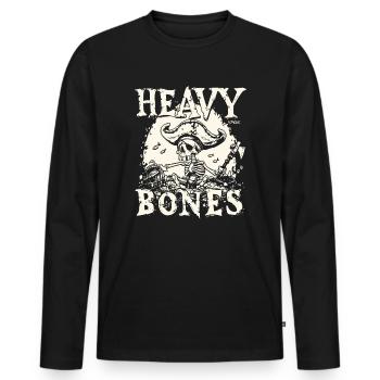 Heavy Bones : Trésor de pirate et Pirate - T-shirt manches longues Premium bio Homme - noir - Devant - Nico (187cm)