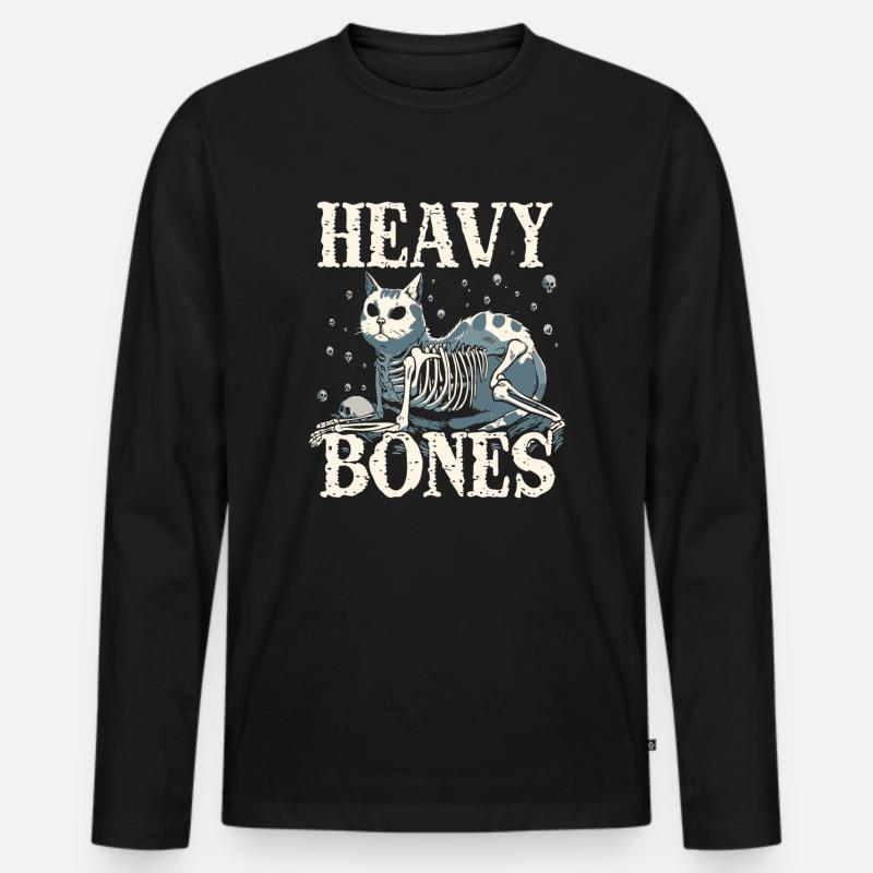 Schwere Knochen Katze - Männer Premium Bio Langarmshirt - Schwarz