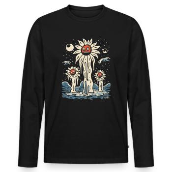 Anxious Night Sunflowers - Men's Premium Organic Long Sleeve Shirt - black - Front - Nico (187cm)