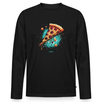 Galaxien-Pizza - Männer Premium Bio Langarmshirt - Schwarz - Vorne - Nico (187cm)