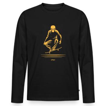 Skeleton Skull Skateboard - Men's Premium Organic Long Sleeve Shirt - black - Front - Nico (187cm)