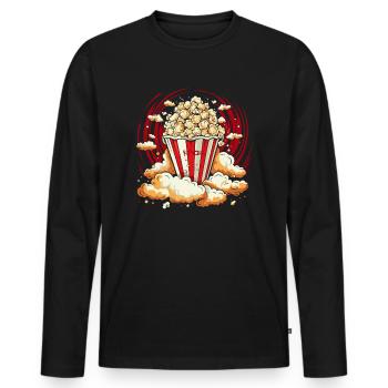 Maïs soufflé brillant - T-shirt manches longues Premium bio Homme - noir - Devant - Nico (187cm)