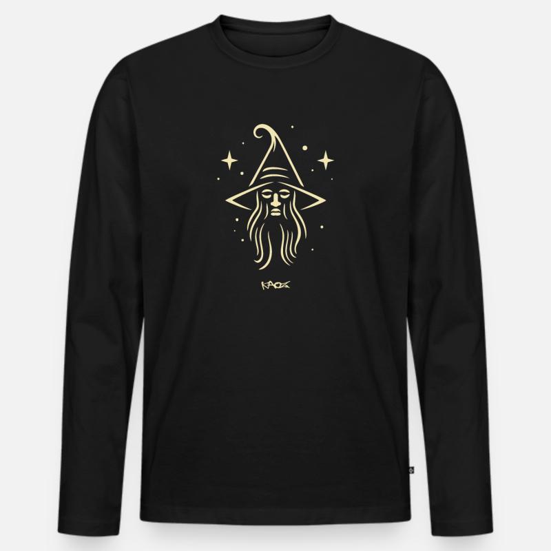 Magier Emblem - Männer Premium Bio Langarmshirt - Schwarz